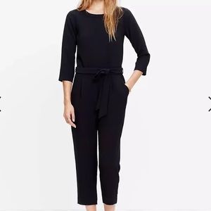Madewell Sloan Black Crepe Jumpsuit Crop Ankle Length Pockets Women’s Size 0